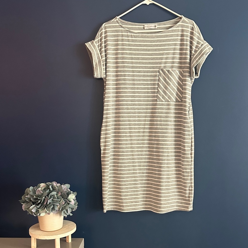 Kiki Larue Casual Striped Gray Mini Dress